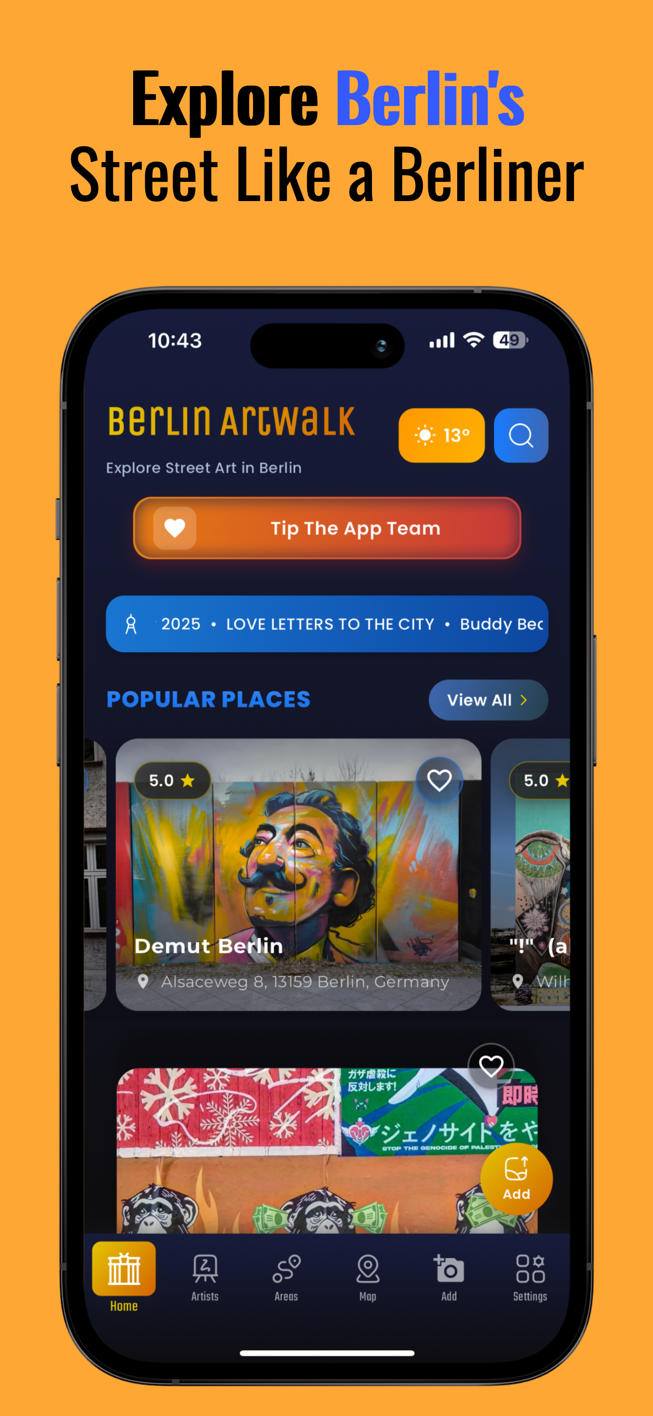 Berlin Artwalk app interface 1
